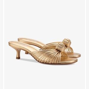 Larroude Gold Strappy Heeled Sandals